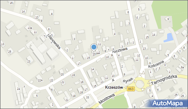 Krzeszów, Pocztowa, 13, mapa Krzeszów