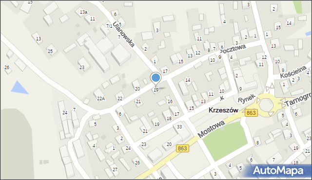 Krzeszów, Pocztowa, 19, mapa Krzeszów