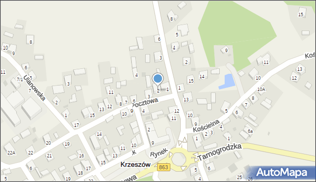 Krzeszów, Pocztowa, 2, mapa Krzeszów