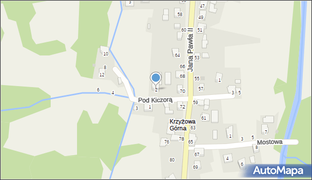 Krzyżowa, Pod Kiczorą, 2, mapa Krzyżowa