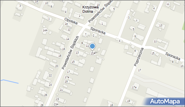 Krzyżowa Dolina, Powstańców Śląskich, 11A, mapa Krzyżowa Dolina