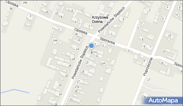 Krzyżowa Dolina, Powstańców Śląskich, 9, mapa Krzyżowa Dolina
