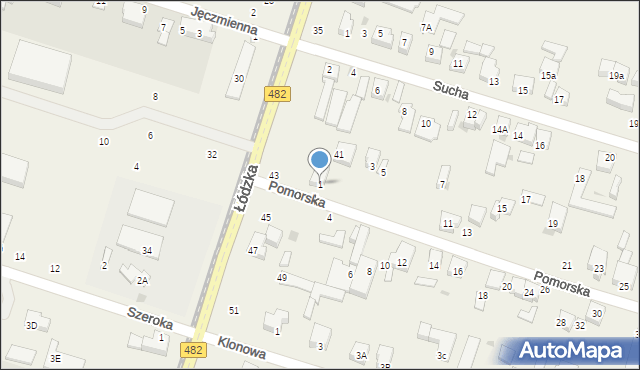 Ksawerów, Pomorska, 1, mapa Ksawerów