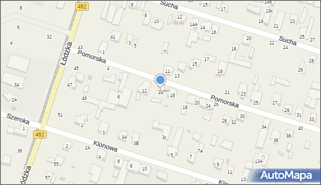 Ksawerów, Pomorska, 14, mapa Ksawerów