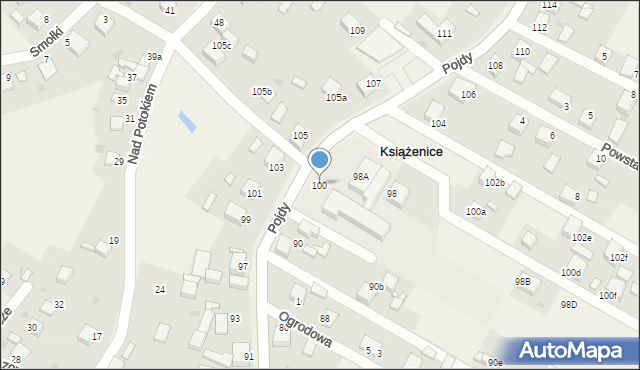 Książenice, Pojdy, ks., 100, mapa Książenice