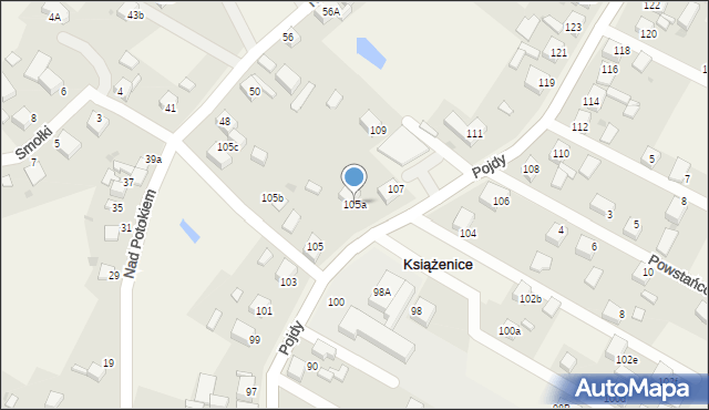 Książenice, Pojdy, ks., 105a, mapa Książenice