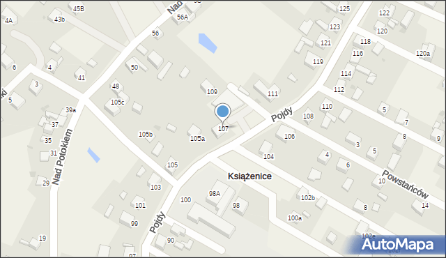 Książenice, Pojdy, ks., 107, mapa Książenice