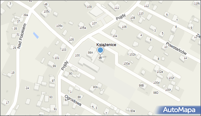 Książenice, Pojdy, ks., 98, mapa Książenice