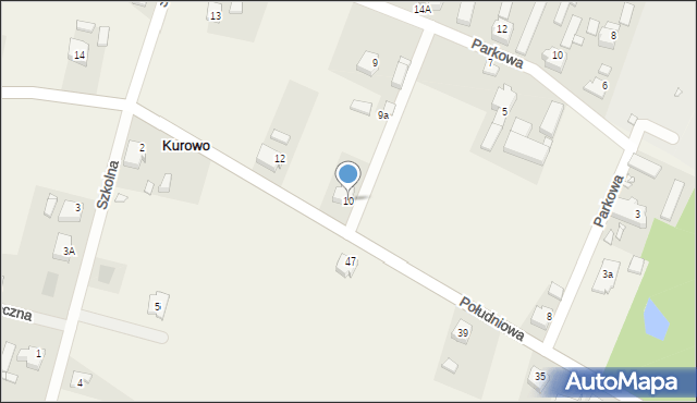 Kurowo, Południowa, 10, mapa Kurowo