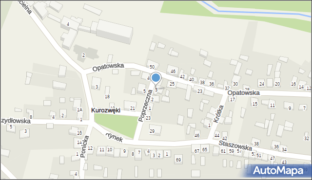 Kurozwęki, Poprzeczna, 3, mapa Kurozwęki