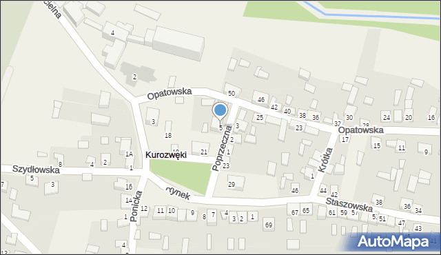 Kurozwęki, Poprzeczna, 5, mapa Kurozwęki