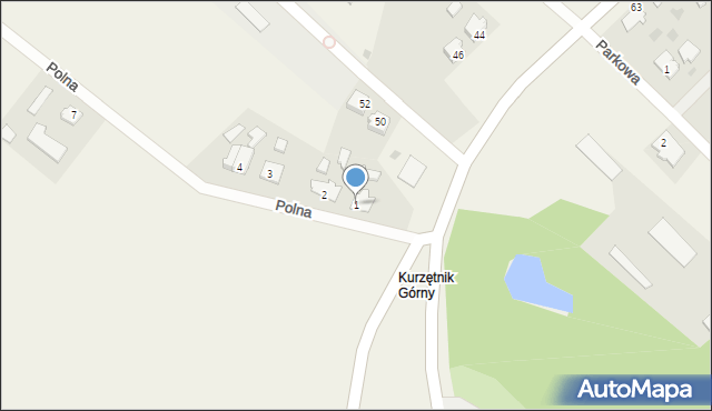 Kurzętnik, Polna, 1, mapa Kurzętnik