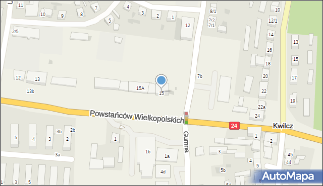 Kwilcz, Powstańców Wielkopolskich, 15, mapa Kwilcz