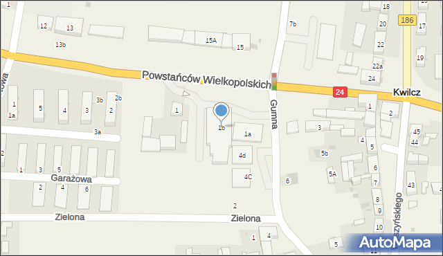 Kwilcz, Powstańców Wielkopolskich, 1b, mapa Kwilcz