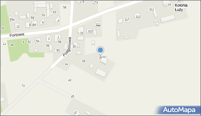 Łąki, Poligonowa, 37, mapa Łąki