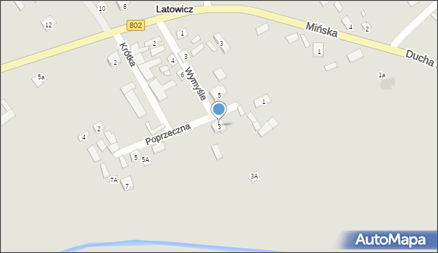 Latowicz, Poprzeczna, 3, mapa Latowicz