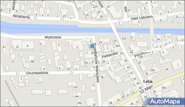 Łeba, Powstańców Warszawy, 2A, mapa Łeba