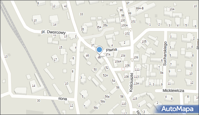 Łeba, Powstańców Warszawy, 48, mapa Łeba