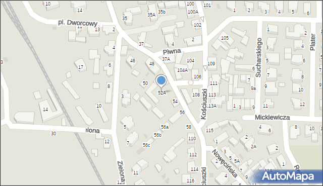 Łeba, Powstańców Warszawy, 52A, mapa Łeba