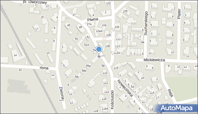 Łeba, Powstańców Warszawy, 56, mapa Łeba