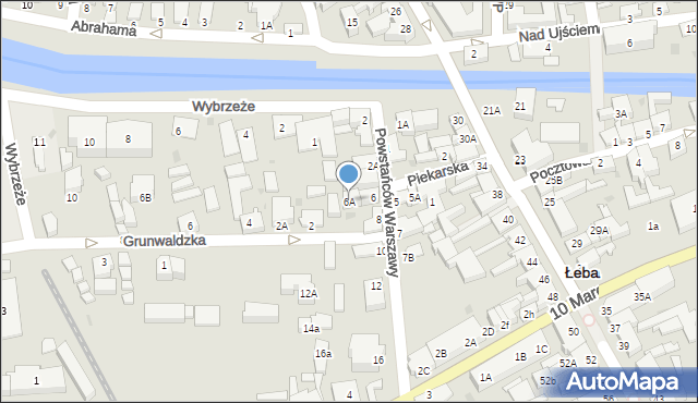 Łeba, Powstańców Warszawy, 6A, mapa Łeba