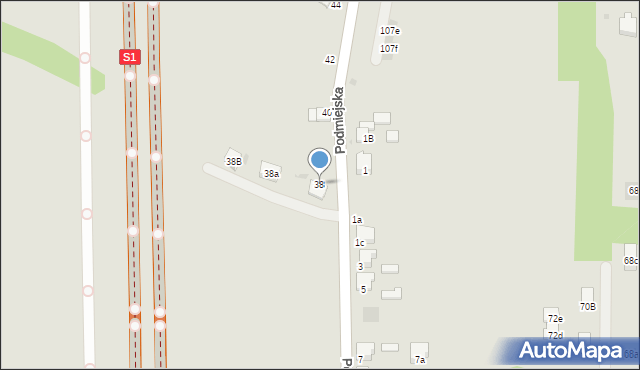 Lędziny, Podmiejska, 38, mapa Lędziny