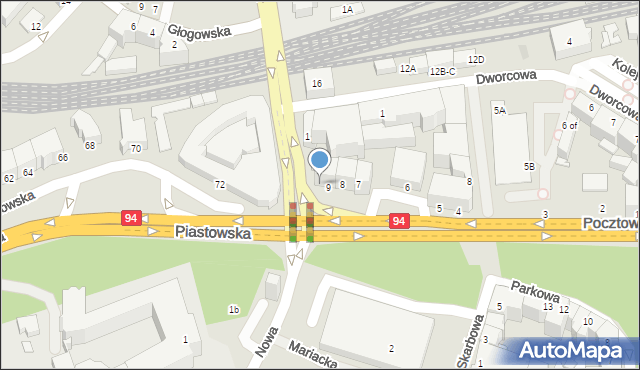 Legnica, Pocztowa, 9a, mapa Legnicy