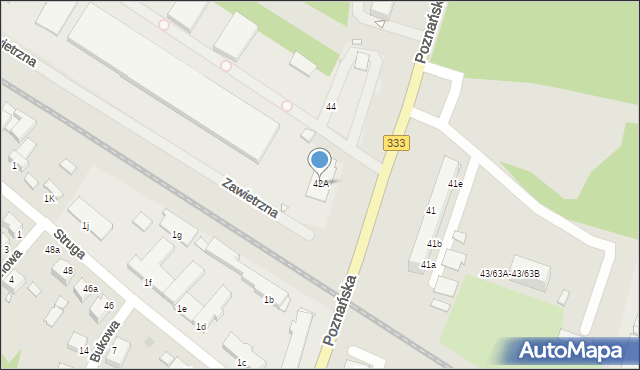 Legnica, Poznańska, 42A, mapa Legnicy