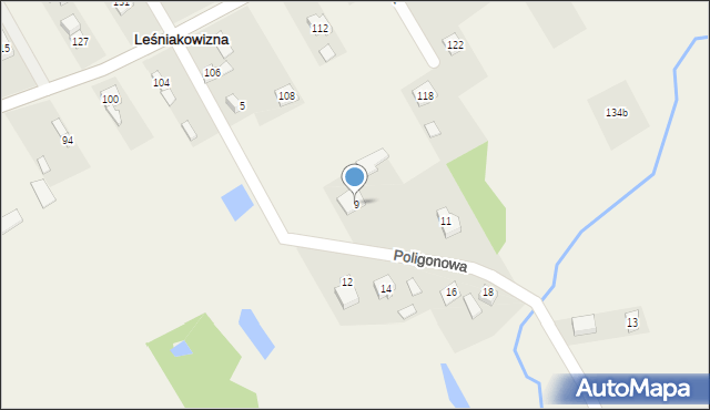 Leśniakowizna, Poligonowa, 9, mapa Leśniakowizna