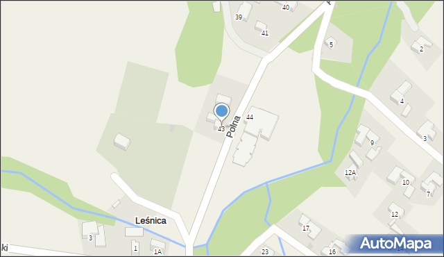 Leśnica, Polna, 43, mapa Leśnica