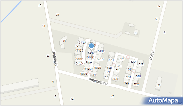 Lesznowola, Poprzeczna, 54/1J, mapa Lesznowola