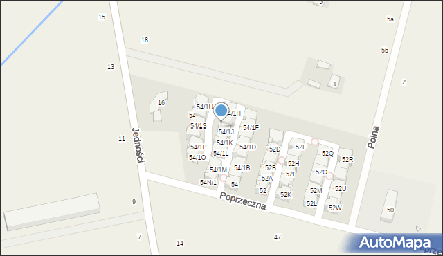 Lesznowola, Poprzeczna, 54I/1, mapa Lesznowola