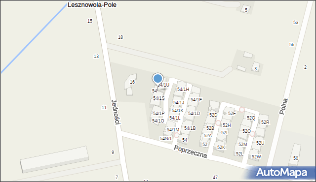 Lesznowola, Poprzeczna, 54T/2, mapa Lesznowola