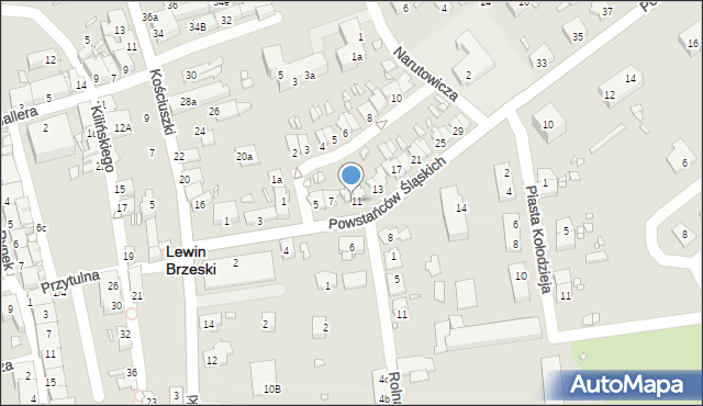 Lewin Brzeski, Powstańców Śląskich, 9, mapa Lewin Brzeski