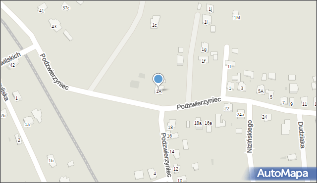 Leżajsk, Podzwierzyniec, 1A, mapa Leżajsk