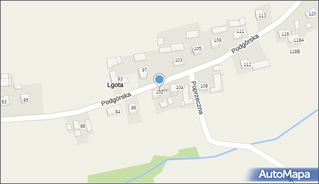 Lgota, Podgórska, 102, mapa Lgota