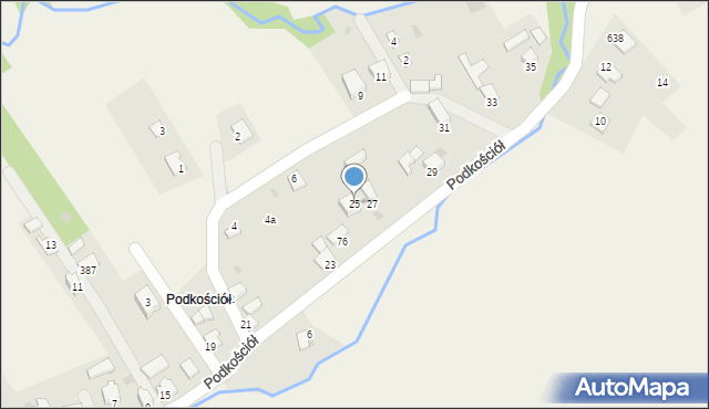 Lipowa, Podkościół, 25, mapa Lipowa