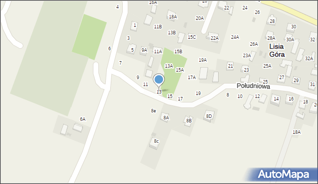 Lisia Góra, Południowa, 13, mapa Lisia Góra