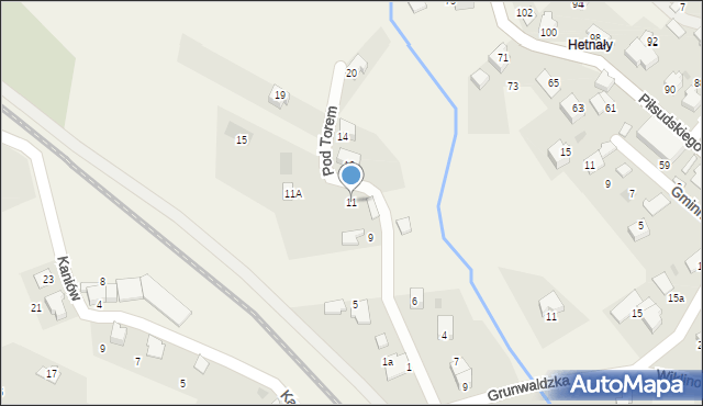 Łodygowice, Pod Torem, 11, mapa Łodygowice