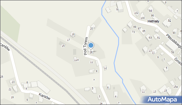 Łodygowice, Pod Torem, 16, mapa Łodygowice