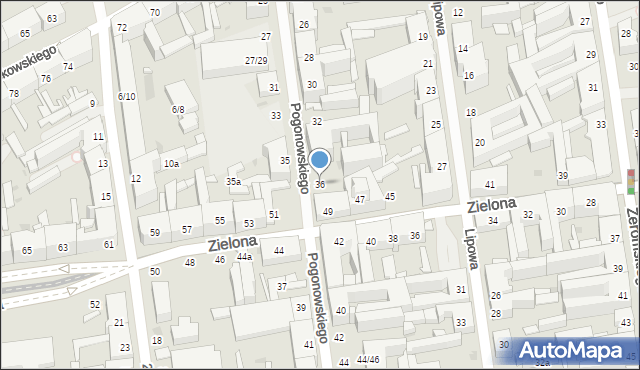 Łódź, Pogonowskiego Stefana, kpt., 36, mapa Łodzi