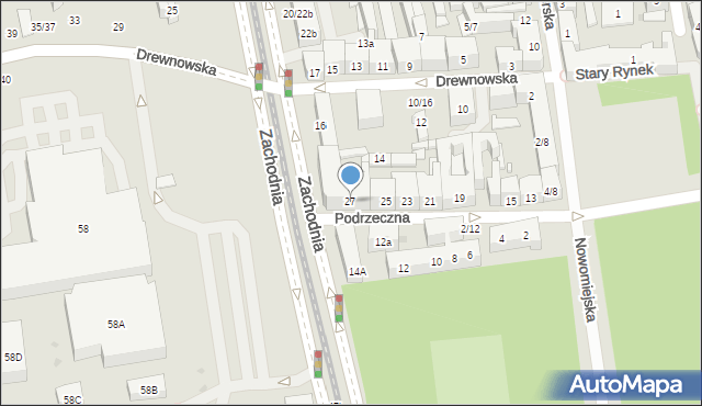 Łódź, Podrzeczna, 27, mapa Łodzi