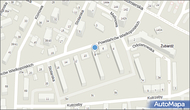 Łódź, Powstańców Wielkopolskich, 8, mapa Łodzi