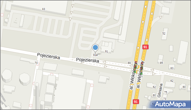 Łódź, Pojezierska, 91a, mapa Łodzi