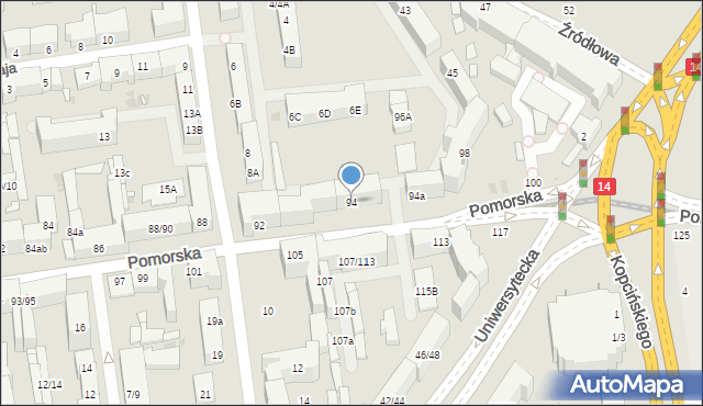 Łódź, Pomorska, 94, mapa Łodzi