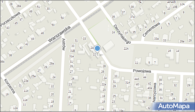 Łódź, Powojowa, 22a, mapa Łodzi