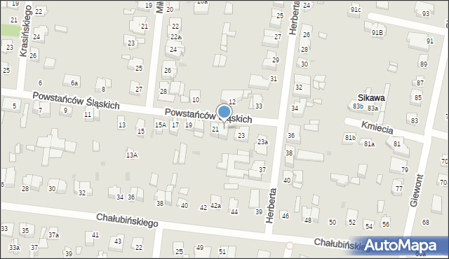 Łódź, Powstańców Śląskich, 21a, mapa Łodzi