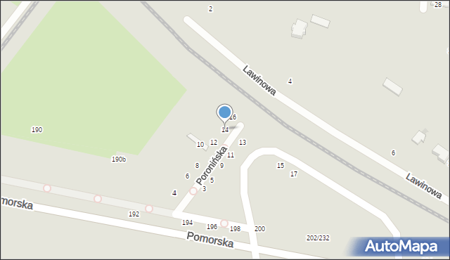 Łódź, Poronińska, 14, mapa Łodzi