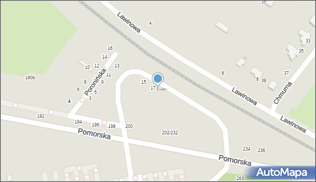 Łódź, Poronińska, 17A, mapa Łodzi