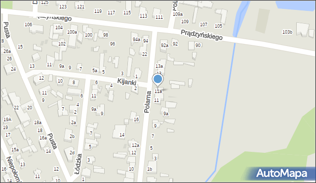 Łódź, Polarna, 11a, mapa Łodzi